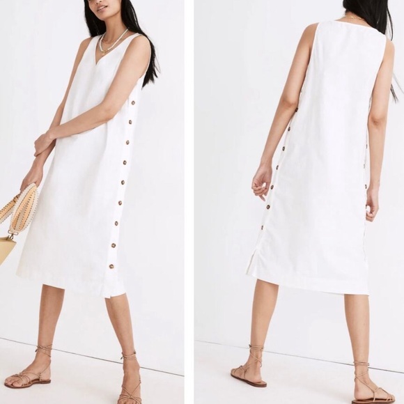 Madewell Dresses & Skirts - Madewell Linen Cotton Side Button Midi Dress Size M